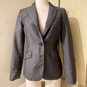 Calvin‎ Klein Womens XS Gray Blazer Business Career Jacket Fitted